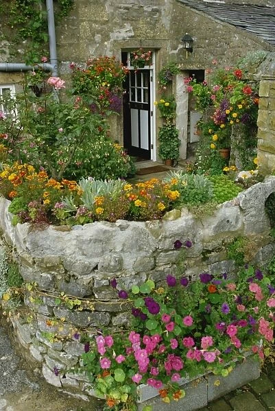 Detail of cottage and garden, Yorkshire, England, United Kingdom, Europe