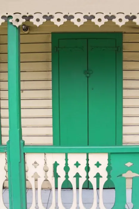 Framed Print : Cottage on Rue de la Republique, Marigot City, St. Martin Island, French Antilles