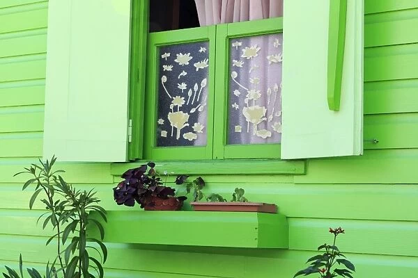 Cottage window in Roseau, Dominica, Windward Islands, West Indies, Caribbean, Central America