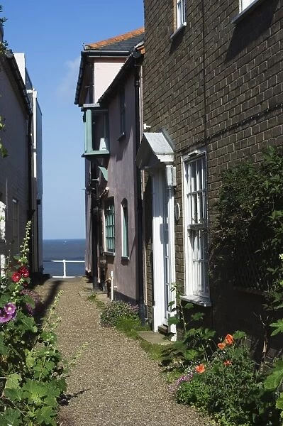 Cottages and sea, Southwold, Suffolk, England, United Kingdom, Europe