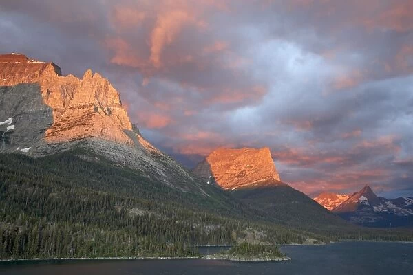 Coulds at dawn, St. Mary Lake, Glacier National Park, Montana, United States of America