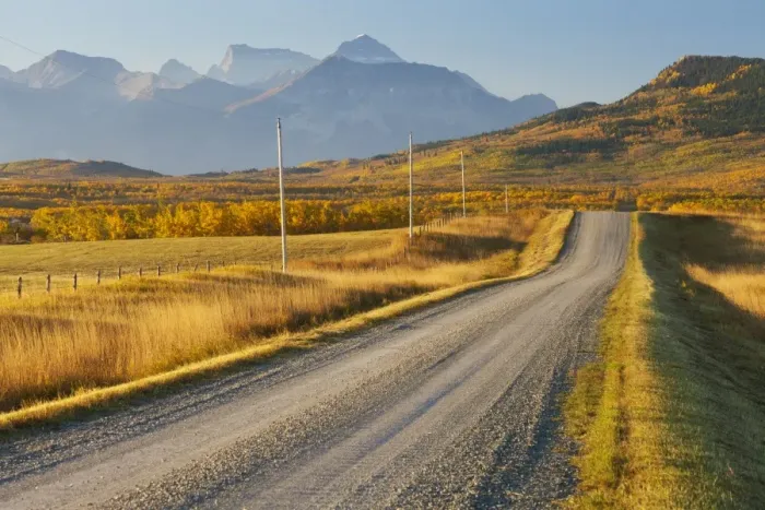 Framed Print : Country road through a mountainous landscape, near Twin Butte, Alberta, Canada, North Framed Print : Country road through a mountainous landscape, near Twin Butte, Alberta, Canada, North