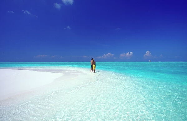 Couple at the beach, Baa atoll, Maldives, Indian Ocean, Asia