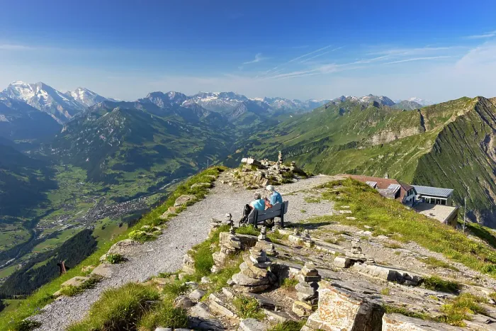 Framed Print : Couple at peak of Niesen mountain, Canton of Bern, Switzerland
