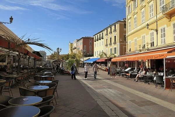 Cours Saleya market and restaurant area, Old Town, Nice, Alpes Maritimes