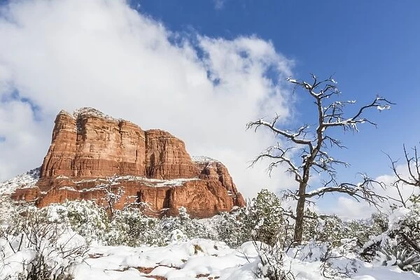 Courthouse Butte after a snow storm near Sedona, Arizona, United States of America