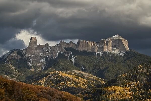 Courthouse Mountain from Owl Creek Pass in the fall, Uncompahgre National Forest