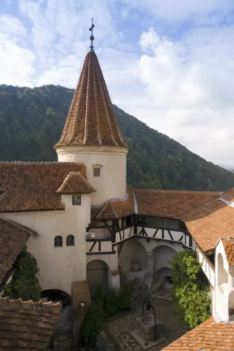 Framed Print : Detail of courtyard and turret, Bran Castle (Draculas Castle), Bran Framed Print : Detail of courtyard and turret, Bran Castle (Draculas Castle), Bran