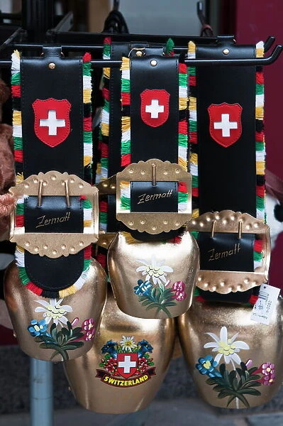 Cowbell souvenirs in Zermatt, Switzerland, Europe