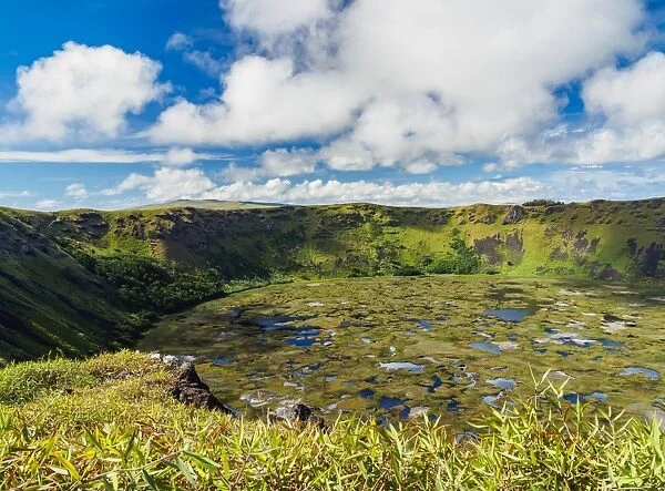 Crater of Rano Kau Volcano, Easter Island, Chile, South America