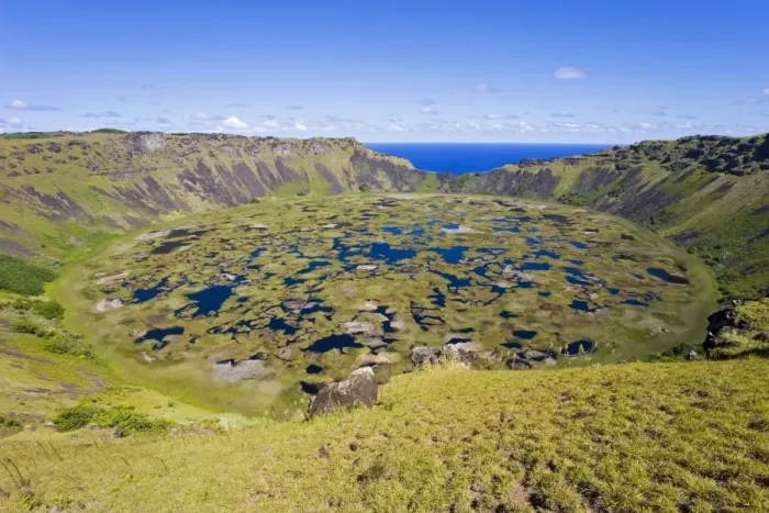 Framed Print : Crater of Ranu Kau, Rapa Nui (Easter Island), Chile, South America Framed Print : Crater of Ranu Kau, Rapa Nui (Easter Island), Chile, South America