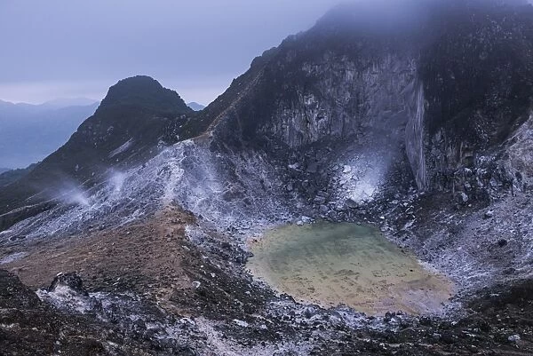 Crater at the top of Sibayak Volcano, an active volcano at Berastagi (Brastagi), North Sumatra