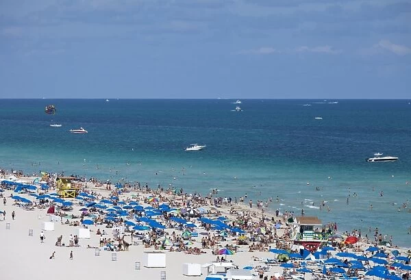 Crowded beach, South Beach, Miami Beach, Florida, United States of America, North America