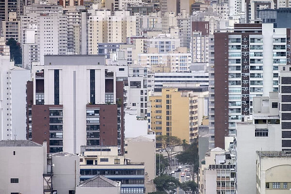 Crowded concrete apartment blocks and office buildings, Sao Paulo, Brazil, South America