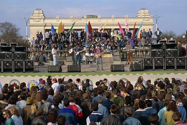 Crowds at a concert during the Earth Day Festival in Gorky Park