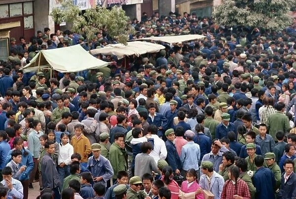Crowds near Nanning in Guangxi Province, China, Asia