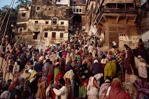 Crowds on the Panchaganga ghat during Kartik Poonima festival, Varanasi