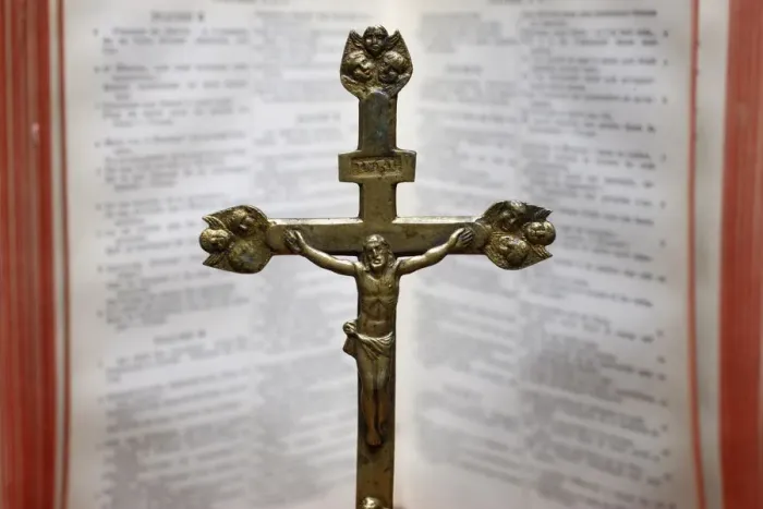 Framed Print : Crucifix and Bible, Saint Gervais, Haute Savoie, France, Europe Framed Print : Crucifix and Bible, Saint Gervais, Haute Savoie, France, Europe