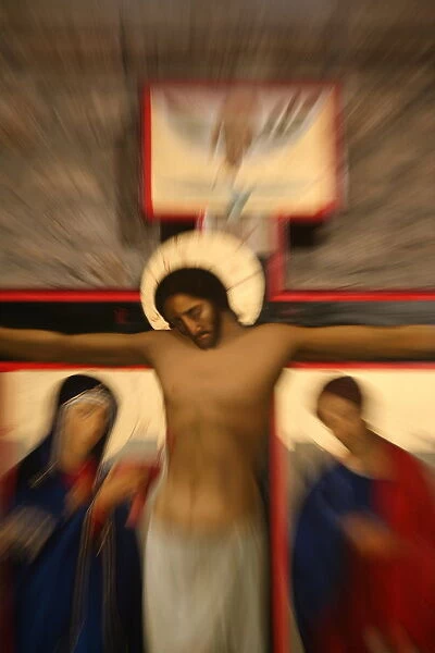 Crucifixion icon in Santo Toribio monastery, Liebana, Cantabria, Spain, Europe