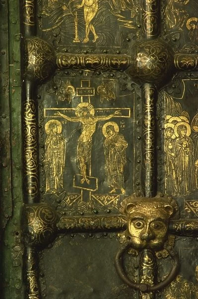 Detail of Crucifixion on the Nativity Door, Suzdal Cathedral, Russia, Europe