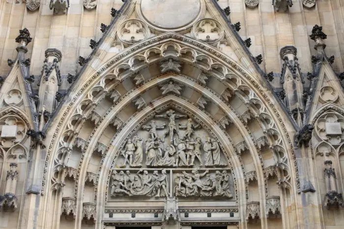 Framed Print : The Crucifixion, St. Vituss Cathedral tympanum, Prague, Czech Republic, Europe Framed Print : The Crucifixion, St. Vituss Cathedral tympanum, Prague, Czech Republic, Europe