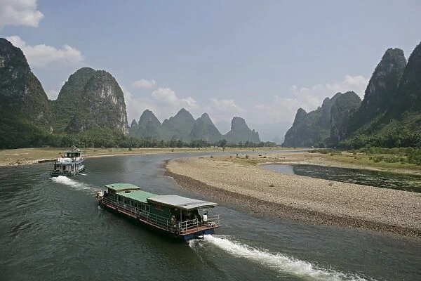 Cruise boats on Li River, between Guilin and Yangshuo, Li River, Guilin