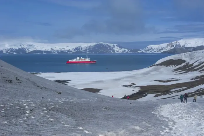 Framed Print : Cruise ship anchoring in the volcanic crater of Deception Island, South Shetland Islands, Antarctica, Polar Regions Framed Print : Cruise ship anchoring in the volcanic crater of Deception Island, South Shetland Islands, Antarctica, Polar Regions
