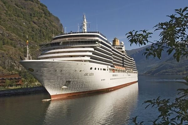 Cruise ship berthed at Flaams, Fjordland, Norway, Scandinavia, Europe