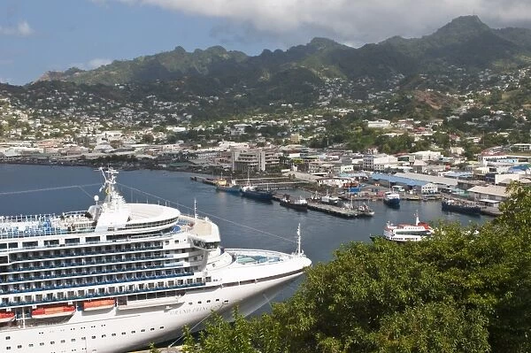 Cruise ship in Kingstown harbour, St. Vincent, St. Vincent and The Grenadines