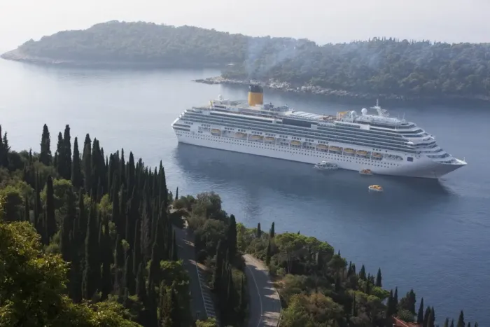 Framed Print : Cruise ship moored near Lokrum Island, near Dubrovnik, Dalmatia, Croatia, Europe Framed Print : Cruise ship moored near Lokrum Island, near Dubrovnik, Dalmatia, Croatia, Europe