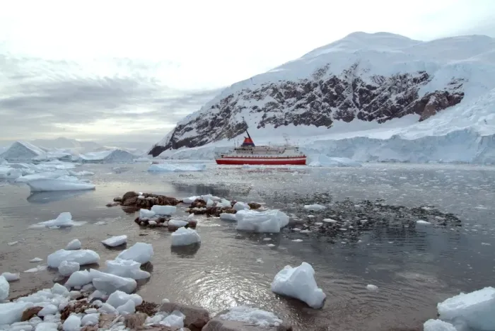 Framed Print : Cruise ship moored at Neko Harbor, Antarctica, Polar Regions Framed Print : Cruise ship moored at Neko Harbor, Antarctica, Polar Regions