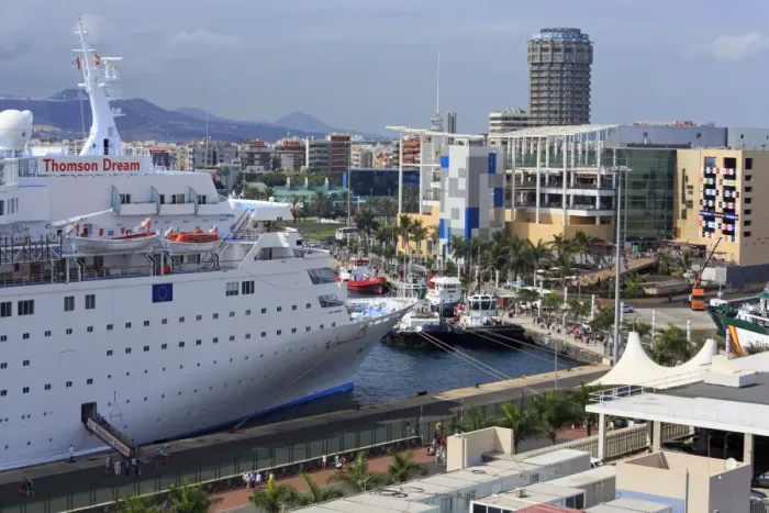 Framed Print : Cruise ship in Santa Catalina Port, Las Palmas City, Gran Canaria Island, Canary Islands, Spain, Atlantic, Europe Framed Print : Cruise ship in Santa Catalina Port, Las Palmas City, Gran Canaria Island, Canary Islands, Spain, Atlantic, Europe