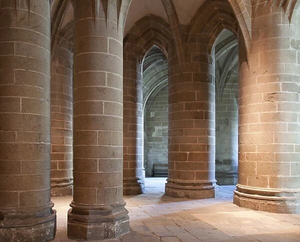 Crypt of the Massive Pillars, Mont St. Michel Abbey, UNESCO World Heritage Site