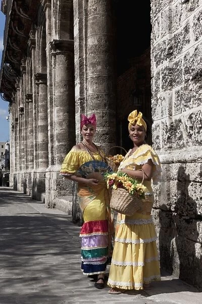 Cuban women in old costume, Havana, Cuba, West Indies, Central America