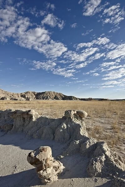 Curving formation in the badlands, Badlands National Park, South Dakota, United States of America, North America