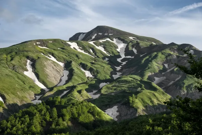 Framed Print : Cusna Mountain with lush green grass and some melting snow zone, Emilia Romagna, Italy, Europe Framed Print : Cusna Mountain with lush green grass and some melting snow zone, Emilia Romagna, Italy, Europe