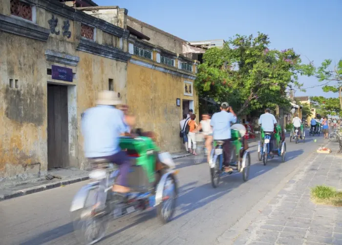 Framed Print : Cyclos passing along street, Hoi An, UNESCO World Heritage Site, Quang Nam, Vietnam, Indochina, Southeast Asia, Asia Framed Print : Cyclos passing along street, Hoi An, UNESCO World Heritage Site, Quang Nam, Vietnam, Indochina, Southeast Asia, Asia
