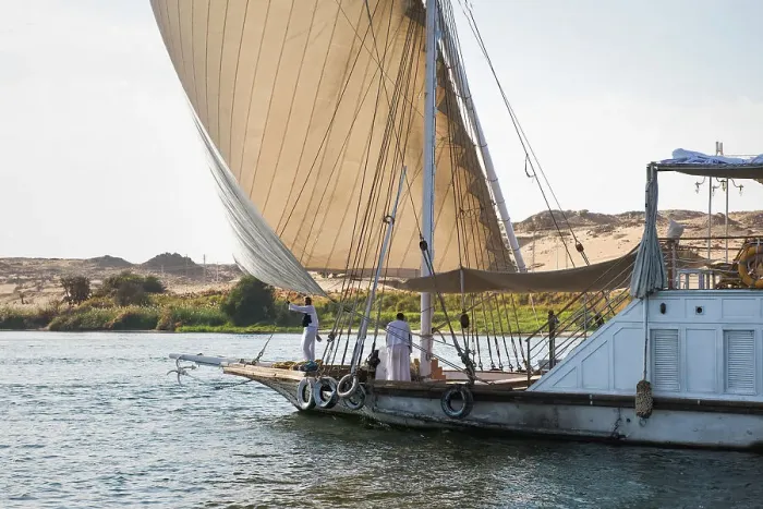 Framed Print : Dahabeah under sail, passenger river boat of the Lazuli fleet, sailing on the Nile river near Aswan, Egypt, North Africa, Africa Framed Print : Dahabeah under sail, passenger river boat of the Lazuli fleet, sailing on the Nile river near Aswan, Egypt, North Africa, Africa
