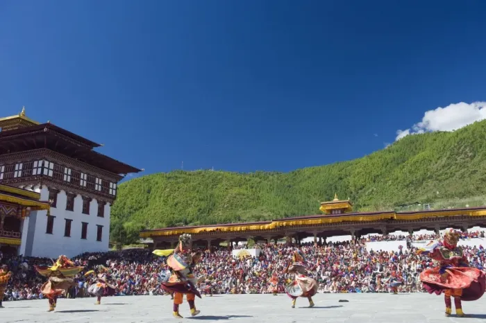 Framed Print : Dancers in traditional costume, Autumn Tsechu (festival) at Trashi Chhoe Dzong Framed Print : Dancers in traditional costume, Autumn Tsechu (festival) at Trashi Chhoe Dzong