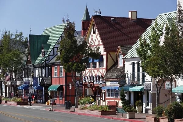 Danish-styled street, Solvang, Santa Ynez Valley, Santa Barbara County, California, United States of America, North America