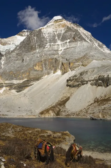 Framed Print : Dauzhengcuo Lake (5 color lake) and Xiannairi mountain, Yading Nature Reserve Framed Print : Dauzhengcuo Lake (5 color lake) and Xiannairi mountain, Yading Nature Reserve