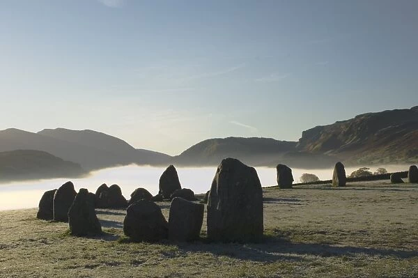 Dawn, Castlerigg Stone Circle, Helvellyn Range on horizon, Keswick, Lake District