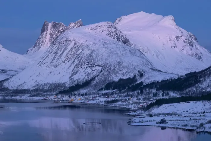 Framed Print : Dawn light over the village of Bergsbotn and Bergsfjord backed by Luttinden mountain in winter, Bergsbotn Mountain Range, Senja, Troms og Finnmark county, Norway, Scandinavia, Europe Framed Print : Dawn light over the village of Bergsbotn and Bergsfjord backed by Luttinden mountain in winter, Bergsbotn Mountain Range, Senja, Troms og Finnmark county, Norway, Scandinavia, Europe