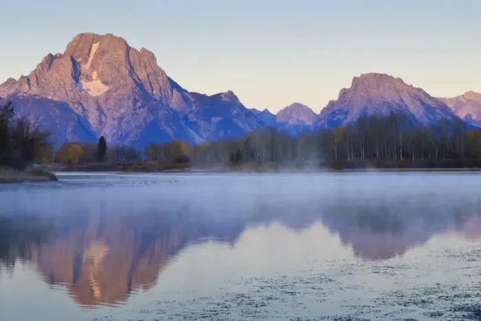 Framed Print : Dawn mist, Mount Moran, Oxbow Bend, Snake River, Grand Teton National Park, Wyoming, United States of America, North America Framed Print : Dawn mist, Mount Moran, Oxbow Bend, Snake River, Grand Teton National Park, Wyoming, United States of America, North America