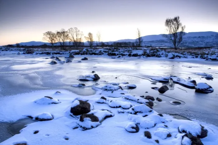 Framed Print : Dawn view of frozen Loch Ba on snow-covered Rannoch Moor, Highland, Scotland Framed Print : Dawn view of frozen Loch Ba on snow-covered Rannoch Moor, Highland, Scotland