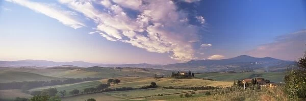 Dawn view of Val d Orcia showing Belvedere and rolling