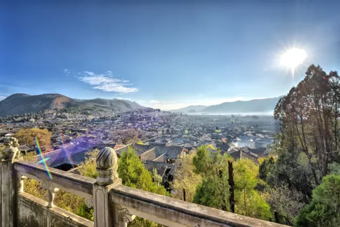 Framed Print : Dayan, the Old Town of Lijiang, and the hill towards the left is Xiangshan (Elephant Hill), Lijiang, Yunnan, China, Asia