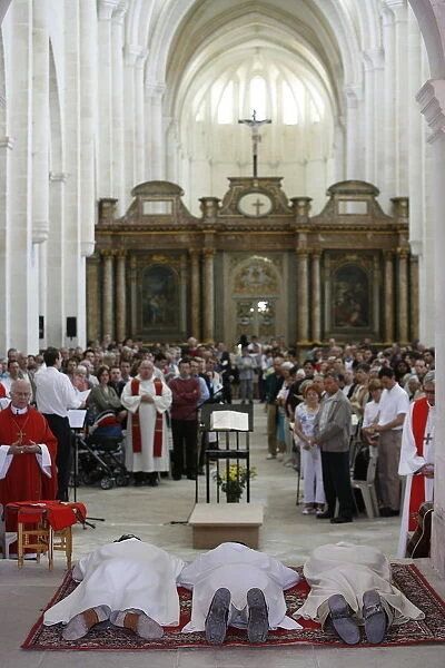 Deacon ordination in Pontigny Abbey church, Pontigny, Yonne, Burgundy, France, Europe