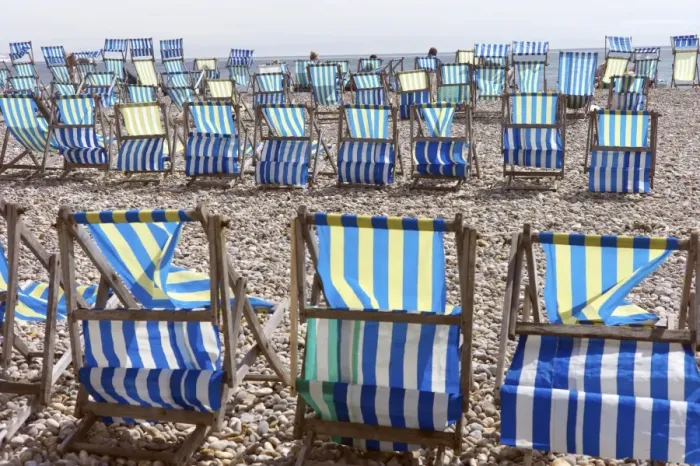 Framed Print : Deckchairs on the beach at Beer, Devon, England, United Kingdom, Europe Framed Print : Deckchairs on the beach at Beer, Devon, England, United Kingdom, Europe