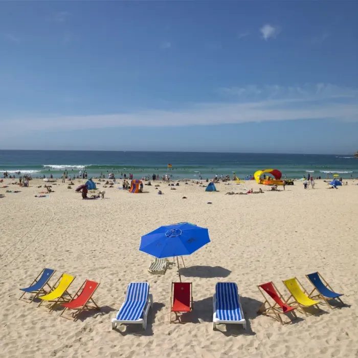 Framed Print : Deckchairs on Bondi Beach, Sydney, New South Wales, Australia, Pacific Framed Print : Deckchairs on Bondi Beach, Sydney, New South Wales, Australia, Pacific